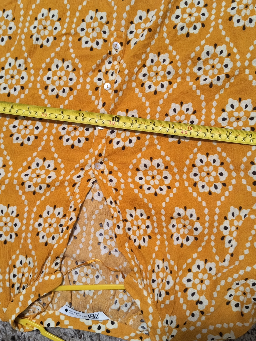 Zara Mustard Floral Tie-Neck Midi Dress - Picture 12 of 13
